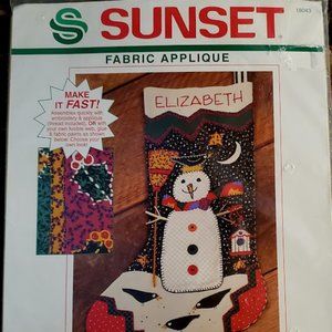 Patchwork Snowman Christmas Stocking Fabric Appliq
